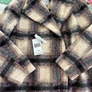 Cyrus Women's Plaid Teddy Jacket - Cream and Black